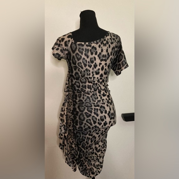 Marysol- black-and-white leopard print dress size L - Picture 3 of 4